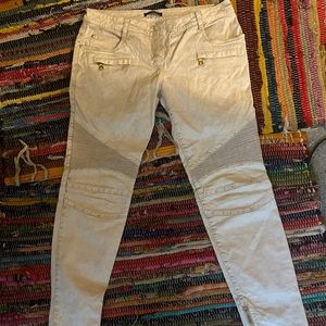 Balmain cream/tan biker pants